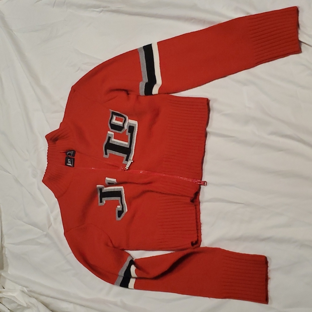 J. Lo red knit crop jacket size large